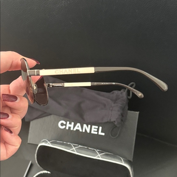 CHANEL Dark Brown Aviator Sunglasses - Picture 9 of 15